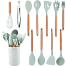Silicone Kitchenware Utensil Set with Storage Box - Axyaa Branded Cooking Tools