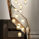 Axyaa Long LED Crystal Chandelier for Staircase, Luxury Hallway Lighting