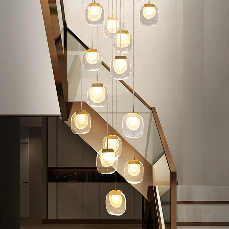 Axyaa Luxury LED Crystal Chandelier for Staircase & Living Room