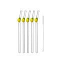 Axyaa Lemon Glass Straws: 5Pcs Reusable Decorative Drinkware for Smoothies & Cocktails