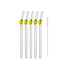 Axyaa Lemon Glass Straws: 5Pcs Reusable Decorative Drinkware for Smoothies & Cocktails