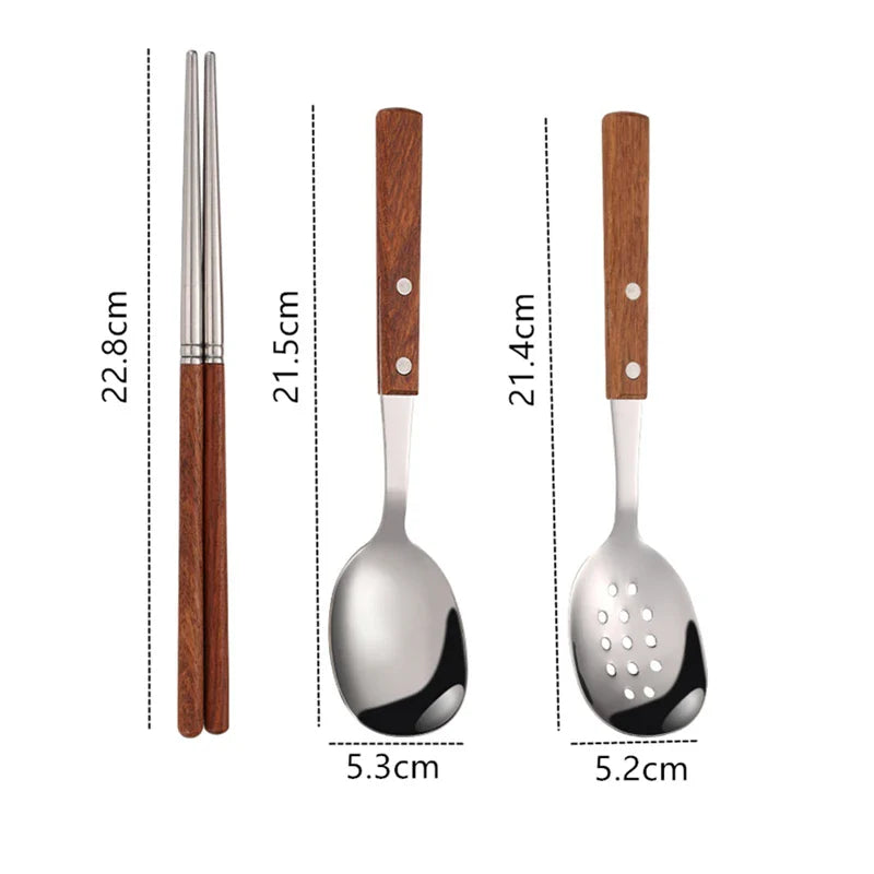 Axyaa Stainless Steel Wooden Handle Tableware Set