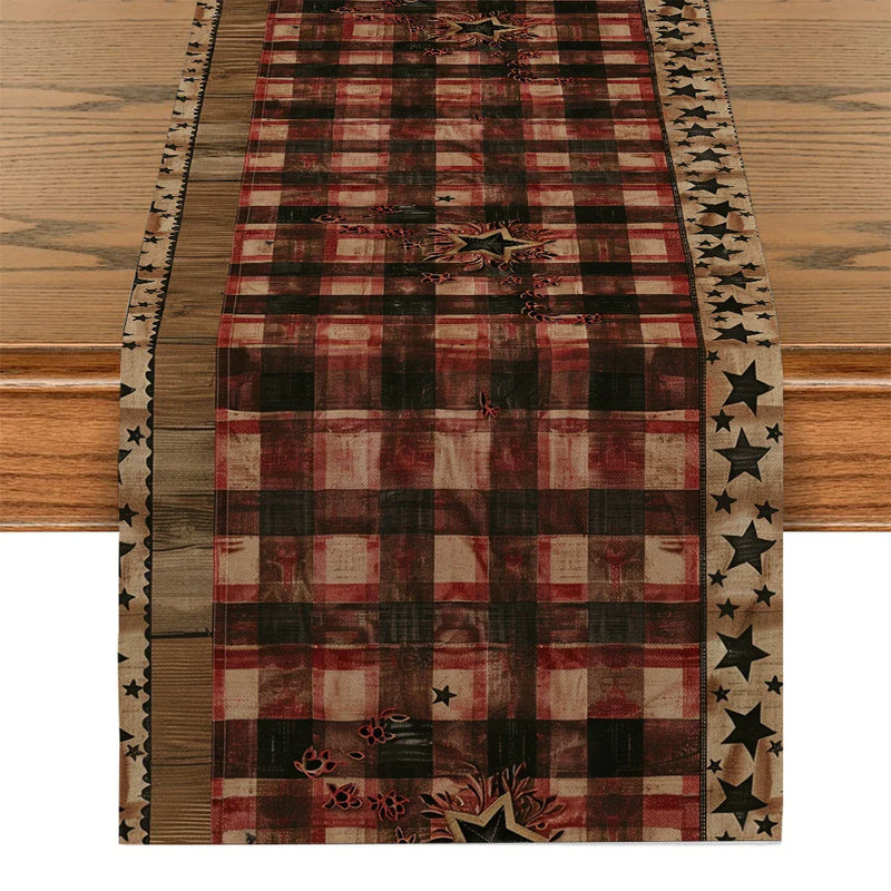 Axyaa Wood Grain Table Runner: Farmhouse Dining Decor for Holiday Parties & Home Tables