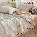 Axyaa Kapok Double-Layer Ruffle Leaf Edge Summer Quilt Set - 4 Piece