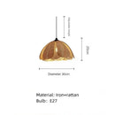 Axyaa Rattan Weave Wall Lamp for Bedroom Foyer, Black Metal, E27 Bulb