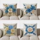 Axyaa Blue & Cream Floral Throw Pillow Cover for Sofa, Bedroom, Car & Home Decor