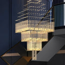 Axyaa Crystal Chandelier Stair Pendant Living Room Lighting