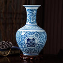 Axyaa 34cm Blue and White Porcelain Vase Antique Chinese Style Flower Arrangement