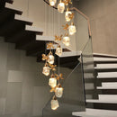Axyaa Crystal Stair Chandelier: Modern LED Ceiling Light for Living Room