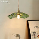 Axyaa Nordic Lotus Leaf Shape Copper Glass Pendant Light