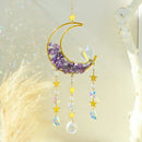 Axyaa Moon Crystal Suncatcher with Colorful Prism Pendant - Garden, Patio, Home Décor
