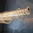 Axyaa Glass LED Chandelier with Remote Dimming Control and Crystallong Pendant Light