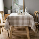Axyaa Plaid Cotton Linen Tablecloth - Soft Waterproof Rectangle Home Decor