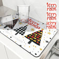 Axyaa Christmas Tree Coffee Cup Drying Mat: Non-slip Absorbent Mat for Kitchen Counter & Coffee Bar