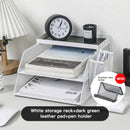 Axyaa Desk Organization Set: Tray, Pen Holder, Storage, Leather Pad, Metal Organizer