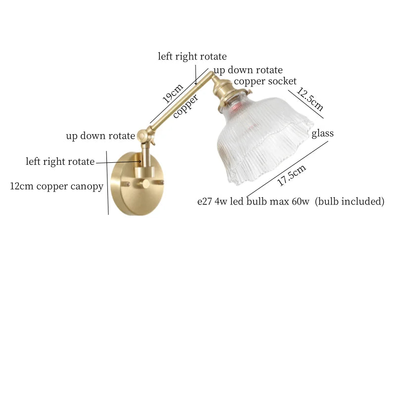 Axyaa Clear Glass LED Wall Sconce with Switch - Nordic Minimalism Wand Lampen