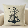Axyaa Nautical Pattern Linen Cushion Cover 45x45cm for Home Sofa Decoration
