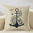 Axyaa Nautical Pattern Linen Cushion Cover 45x45cm for Home Sofa Decoration