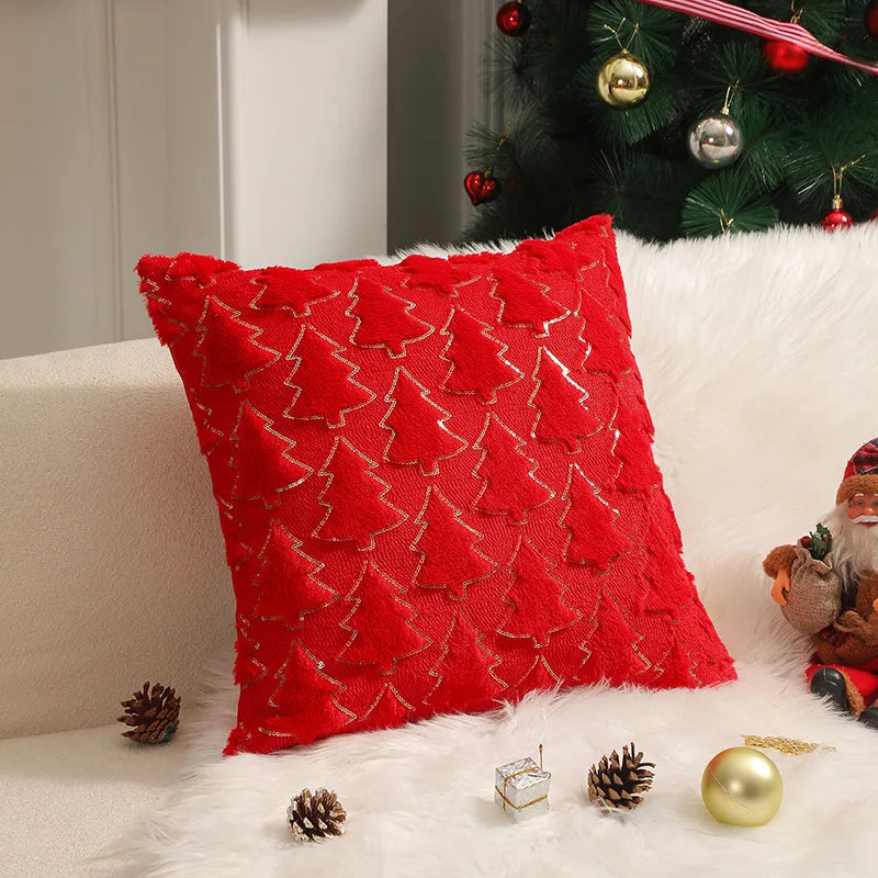 Axyaa Shaggy Pine Christmas Throw Pillow Case for Festive Home Decor