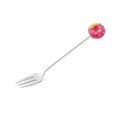 Axyaa Cartoon Donut Dessert Spoon Fork Set - 304 Stainless Steel Mini Tableware