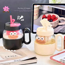 Kawaii Glass Cup with Lid and Straw by Axyaa: Large Aesthetic Drink Bottle