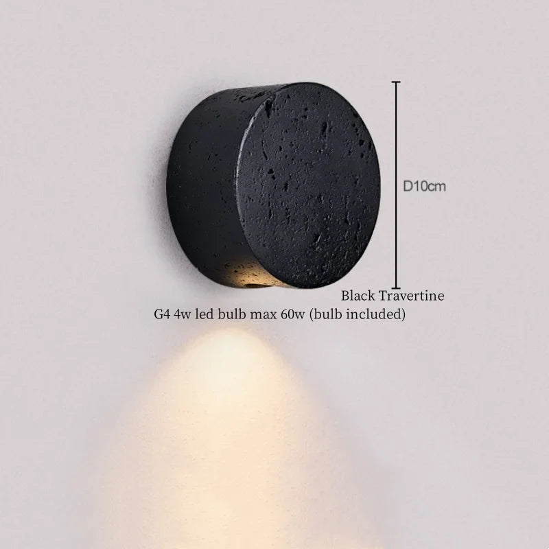 Axyaa Nordic Minimalism LED Wall Lamps - Black Travertine Bathroom Mirror Lights