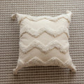 Axyaa White Tufted Embroidery Fringe Pillow Cover - 45x45cm