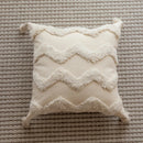 Axyaa White Tufted Embroidery Fringe Pillow Cover - 45x45cm