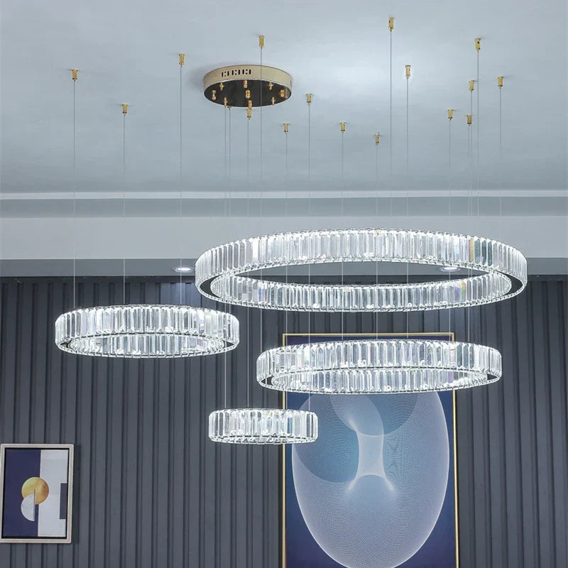 Axyaa Crystal Chandeliers: Luxury Villa Staircase LED Lighting