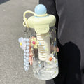 Axyaa Bow Flower Tea Glass w/ Straw Bottle, Cold Coffee Cup - Women's Drinkware