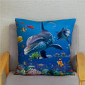 Axyaa Dolphin Ocean Pattern Cushion Cover for Kids Sofa & Home Decor