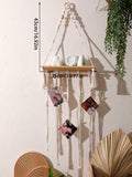 Axyaa Macrame Floating Wall Shelf with Photo Display - Boho Home Decor Gift