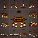 Axyaa Industrial Glass & Wood Chandelier - Retro Style for Restaurants, Bars & Coffee Shops