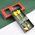 Axyaa Christmas Theme Cutlery Set - Elk Deer Christmas Hat Tree Fork Spoon Stainless Steel