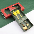 Axyaa Christmas Theme Cutlery Set - Elk Deer Christmas Hat Tree Fork Spoon Stainless Steel