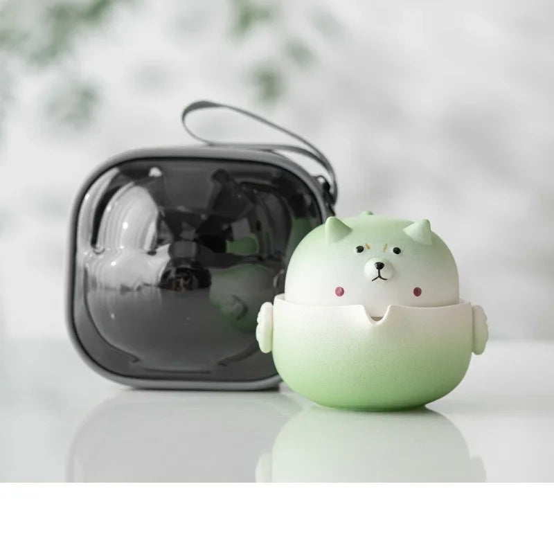 Axyaa 160ML Quick Cup Travel Tea Set with Storage Bag, Kung Fu Teapot Teacup