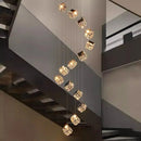 Axyaa Crystal Chandelier Stair Pendant Lamp Living Room Pendant Lights Interior Lighting
