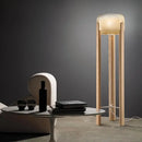 Axyaa Wood and Glass Bedside Table Lamp with E27 Floor Lamp