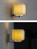 Axyaa Modern Glass Fabric Wall Lamp for Stylish Living Room and Hotel Headboard Decor
