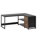 Axyaa Modern L-Shaped Computer Desk: Corner Office Workstation & Study Table
