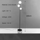 Axyaa Three-headed Iron Art Floor Lamp - Milk White Ball LED Lighting