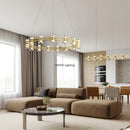 Axyaa Nordic Glass LED Chandelier - Luxury Ceiling Pendant Light for Home Decor