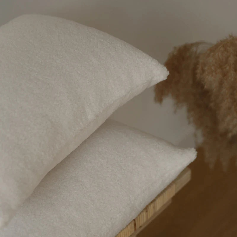 Axyaa White Plush Fur Cushion Cover - Nordic Style Sofa Pillowcase