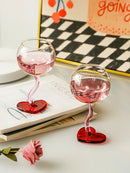 Axyaa Heart Shape Glass Goblet: High Borosilicate Champagne Cup for Valentine's Day