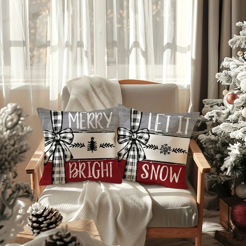 Axyaa Christmas Tree Bow Pillowcase: Country Style Sofa Cushion Suite