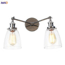 Axyaa 2-Head LED Wall Sconce Industrial Iron Glass Retro Stair Light Fixtures