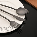 Axyaa 16Pcs Western Black Gold Dinnerware Set Stainless Steel Tableware Flatware