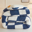 Axyaa Thickened Coral Fleece Checkerboard Queen Size Winter Blanket