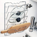 Axyaa Metal Wall-Mounted Pot Cover Storage Rack - Space-Saving Multi-Layer Kitchen Organizer