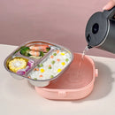Axyaa 304 Stainless Steel Divided Lunch Box with Cutlery & Leakproof Design